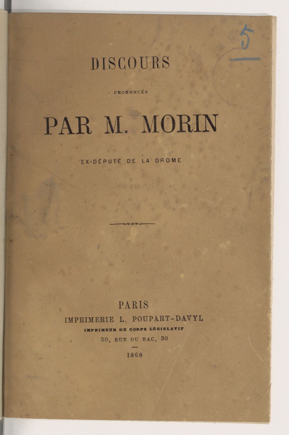 Discours prononcés par M. Morin, député de la Drôme