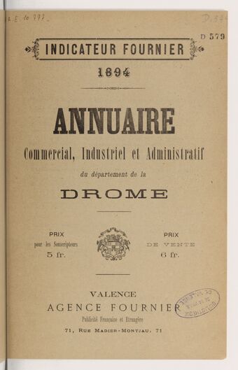 Annuaire commercial, industriel et administratif du département de la Drôme