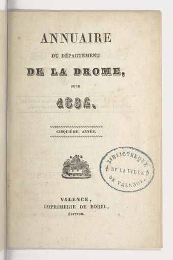 Annuaire du département de la Drome pour l'an... / par Mr. Gueymar-Dupalais...