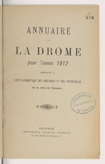 Annuaire du département de la Drome pour l'an... / par Mr. Gueymar-Dupalais...