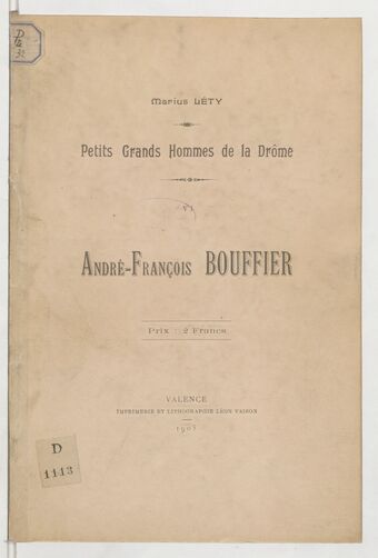 André-François Bouffier / [par] Marius Léty