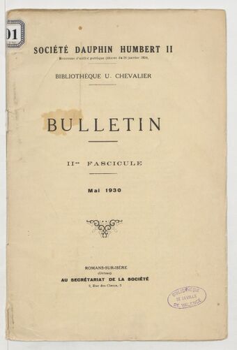Bulletin : bibliothèque U. Chevalier / Société Dauphin Humbert II