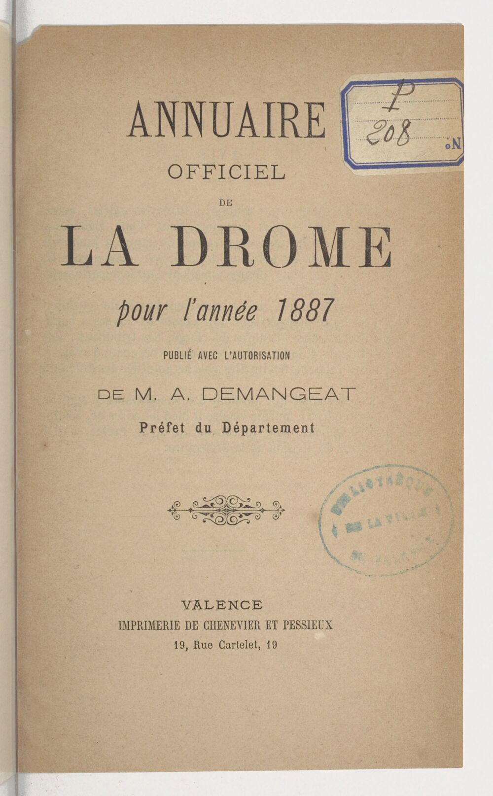 Annuaire du département de la Drome pour l'an... / par Mr. Gueymar-Dupalais...