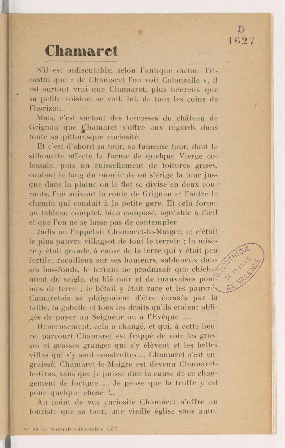 Le Tricastin : histoire, arts, littératures, tourisme : revue mensuelle dirigée par Rodolphe Bringer