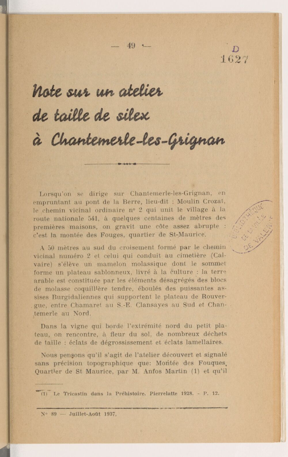 Le Tricastin : histoire, arts, littératures, tourisme : revue mensuelle dirigée par Rodolphe Bringer