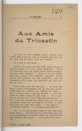 Le Tricastin : histoire, arts, littératures, tourisme : revue mensuelle dirigée par Rodolphe Bringer
