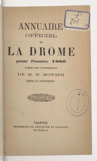 Annuaire du département de la Drome pour l'an... / par Mr. Gueymar-Dupalais...