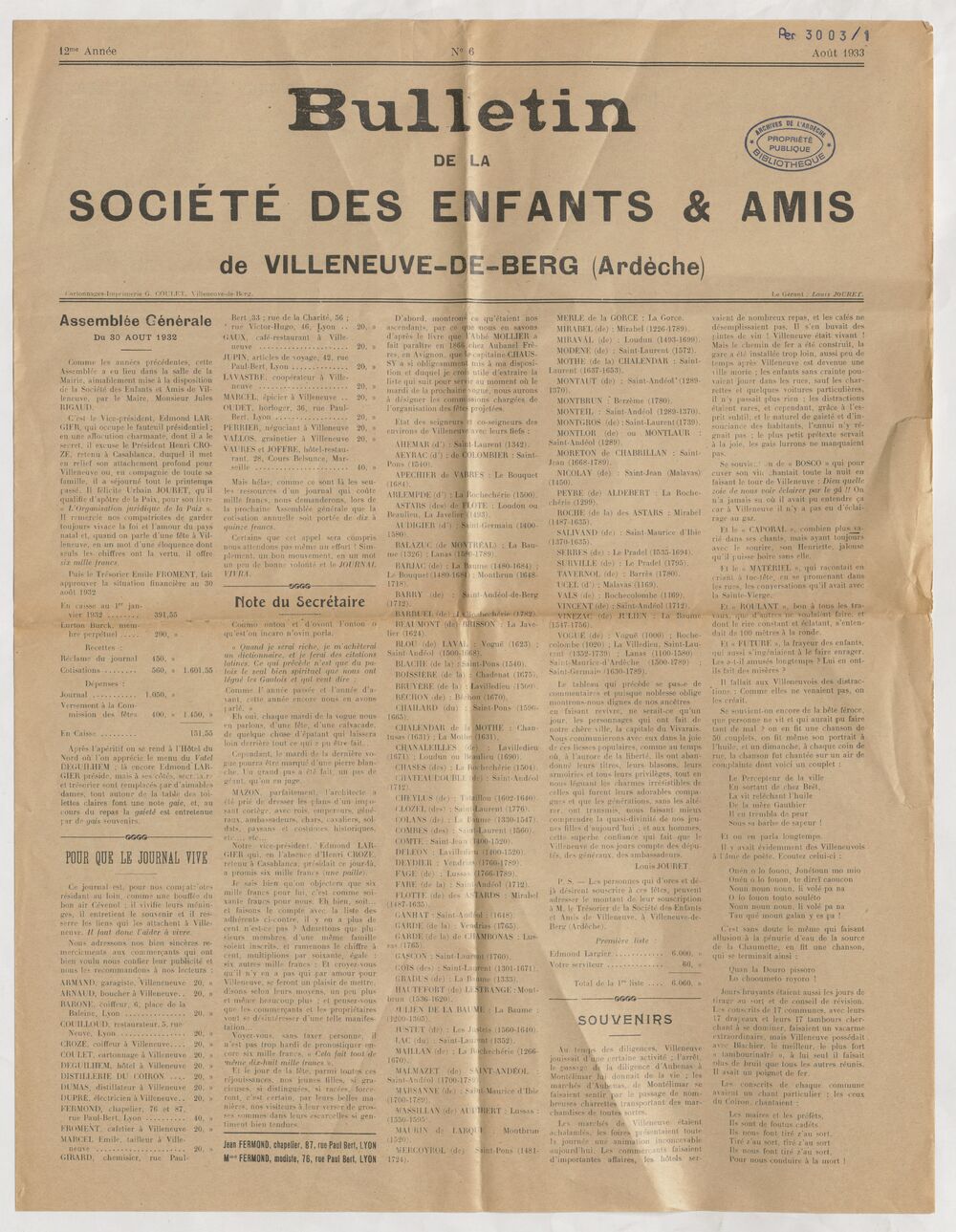 Revue de la Société des enfants et amis de Villeneuve de Berg