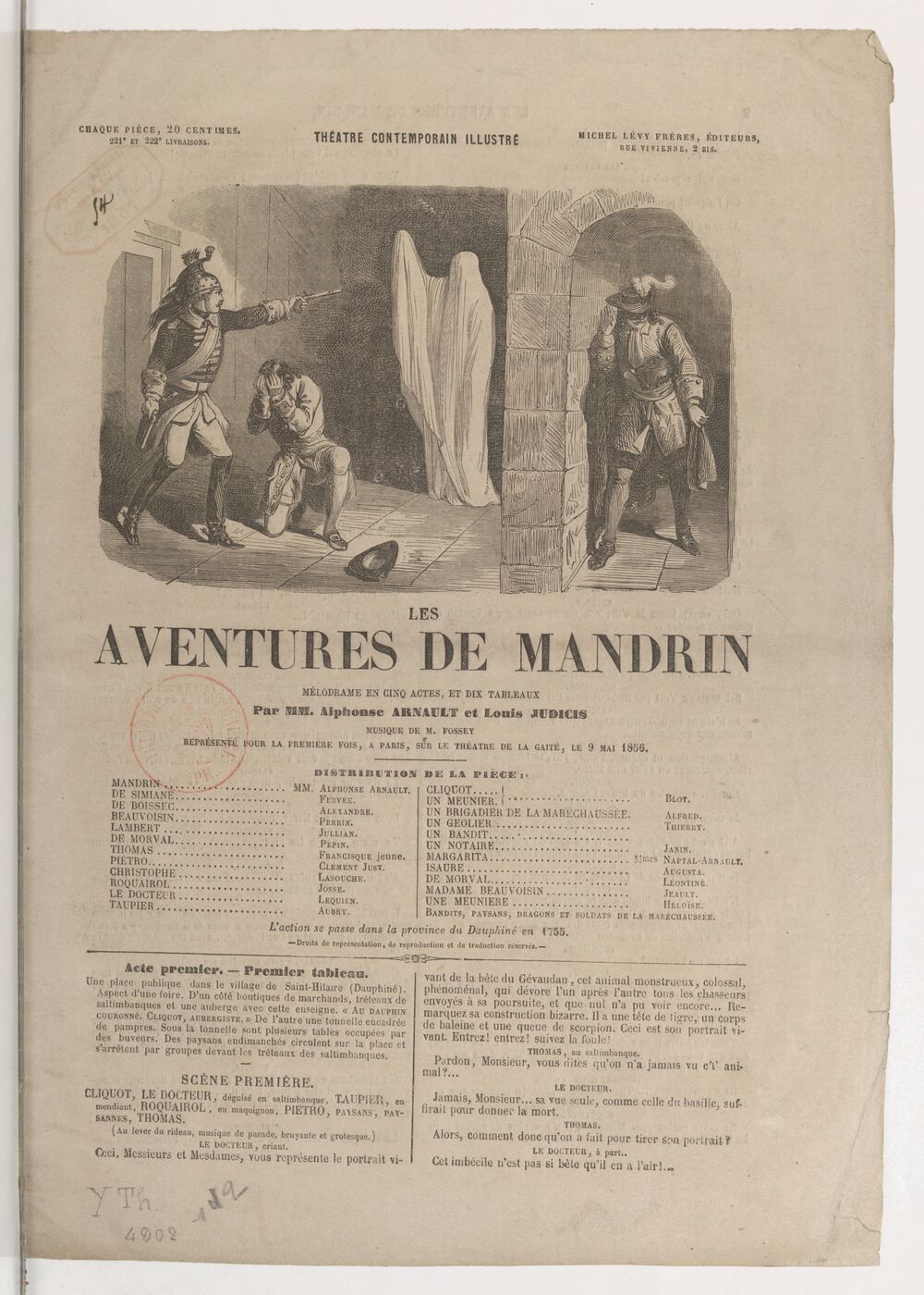 Les aventures de Mandrin : mélodrame en cinq actes, et dix tableaux / par MM. Alphonse Arnault et Louis Judicis ; musique de M. Fossey
