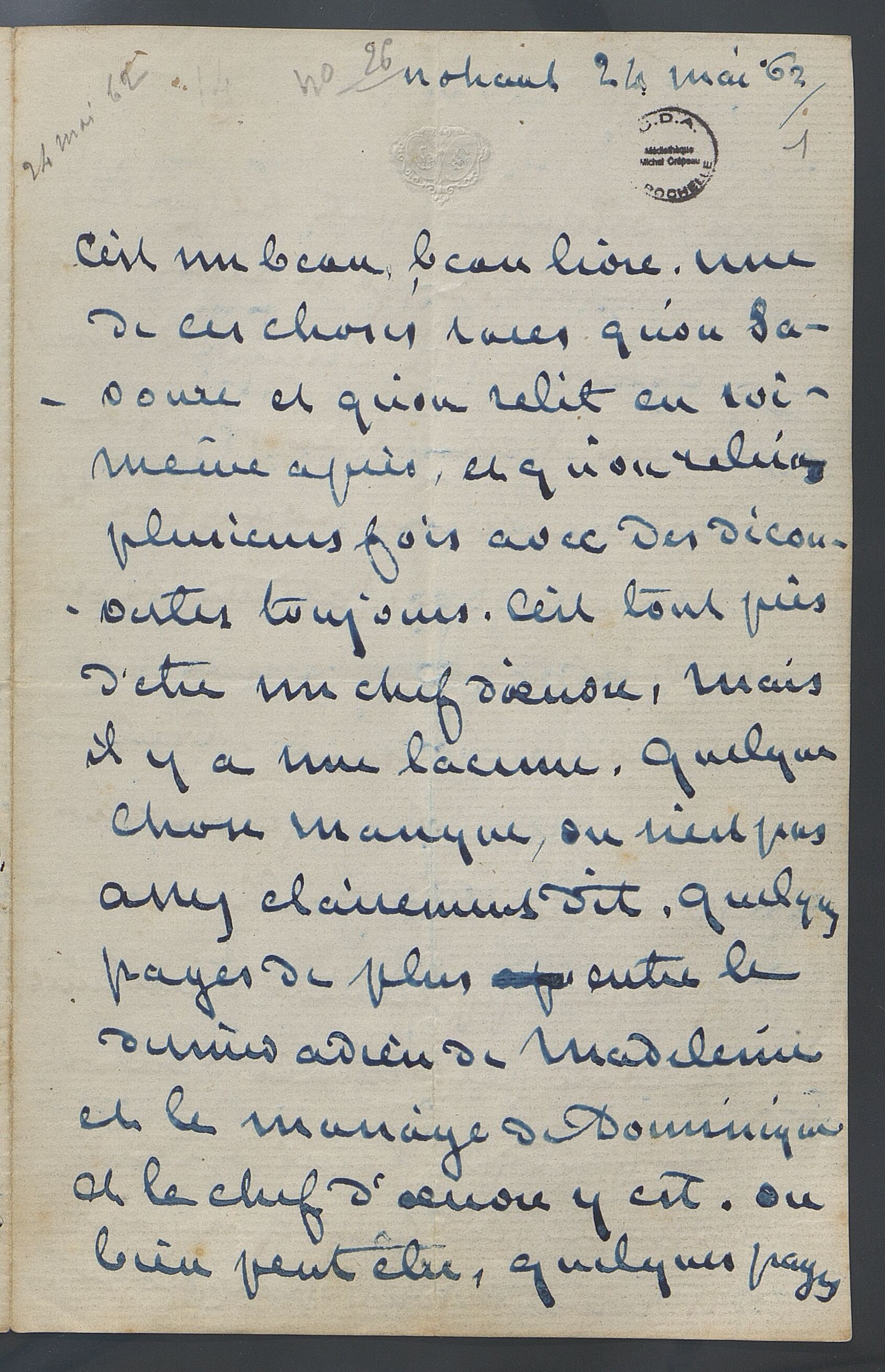 Fonds Eugène Fromentin. Correspondance. Ensemble de lettres autographes adressées à Eugène Fromentin par George Sand.