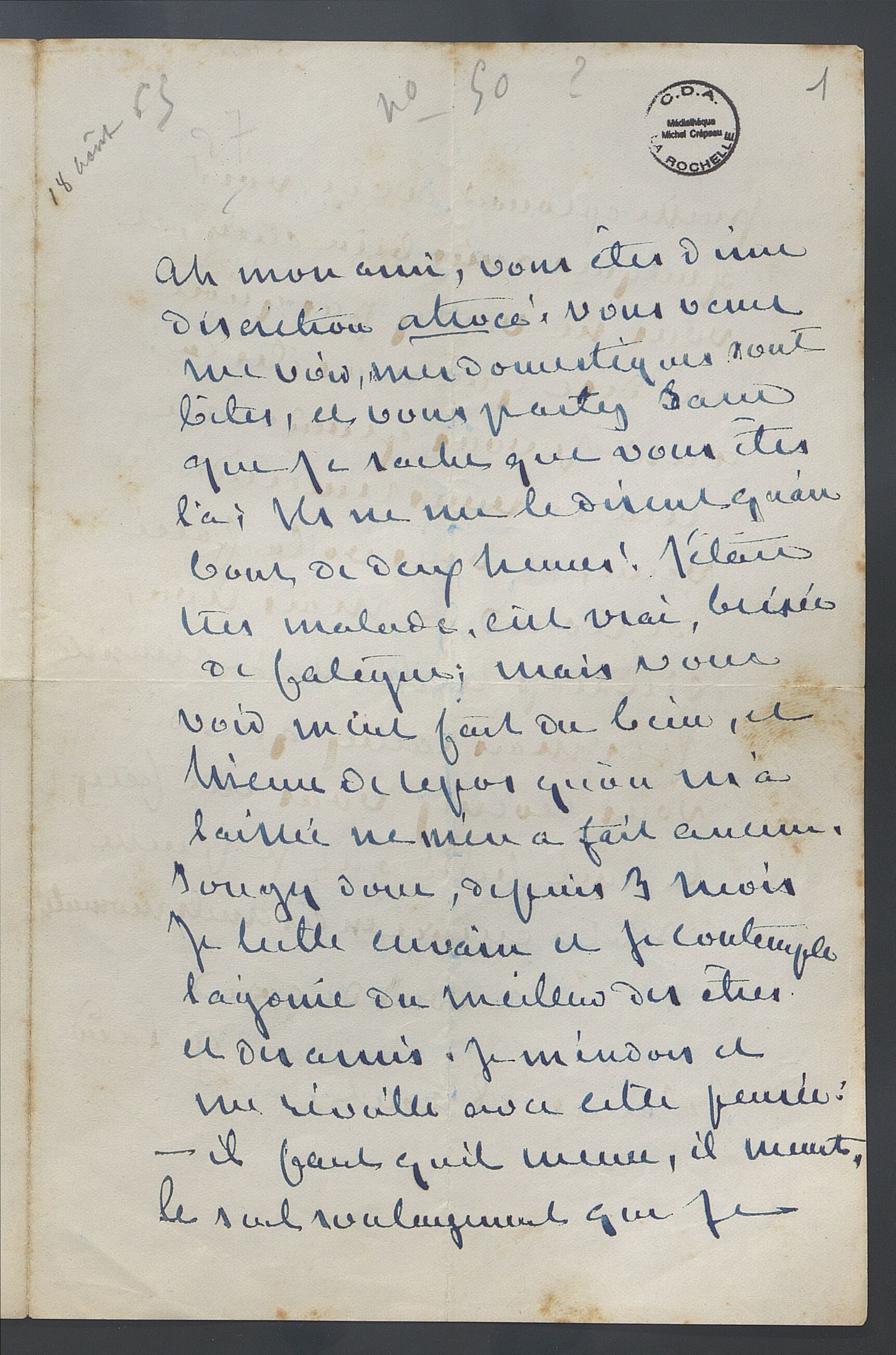 Fonds Eugène Fromentin. Correspondance. Ensemble de lettres autographes adressées à Eugène Fromentin par George Sand.