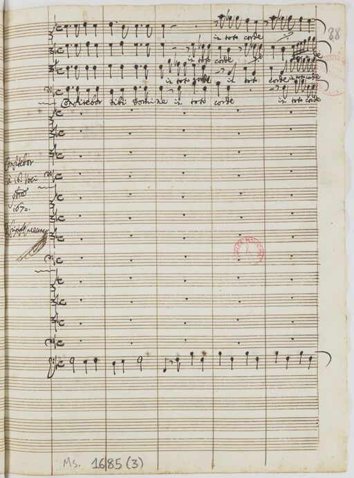 Confitebor // à 16 Voci // 9.bre // 1670 // di Cristoforo Caresana [paraphe]