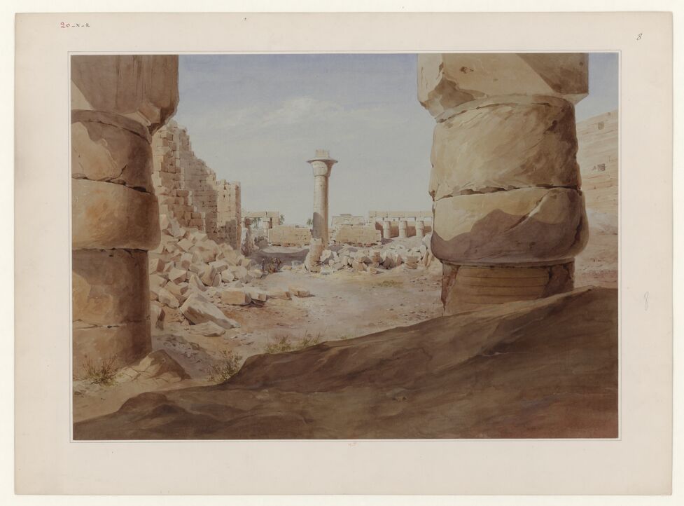 La première cour du temple de Karnak vue par Émile Prisse d'Avennes