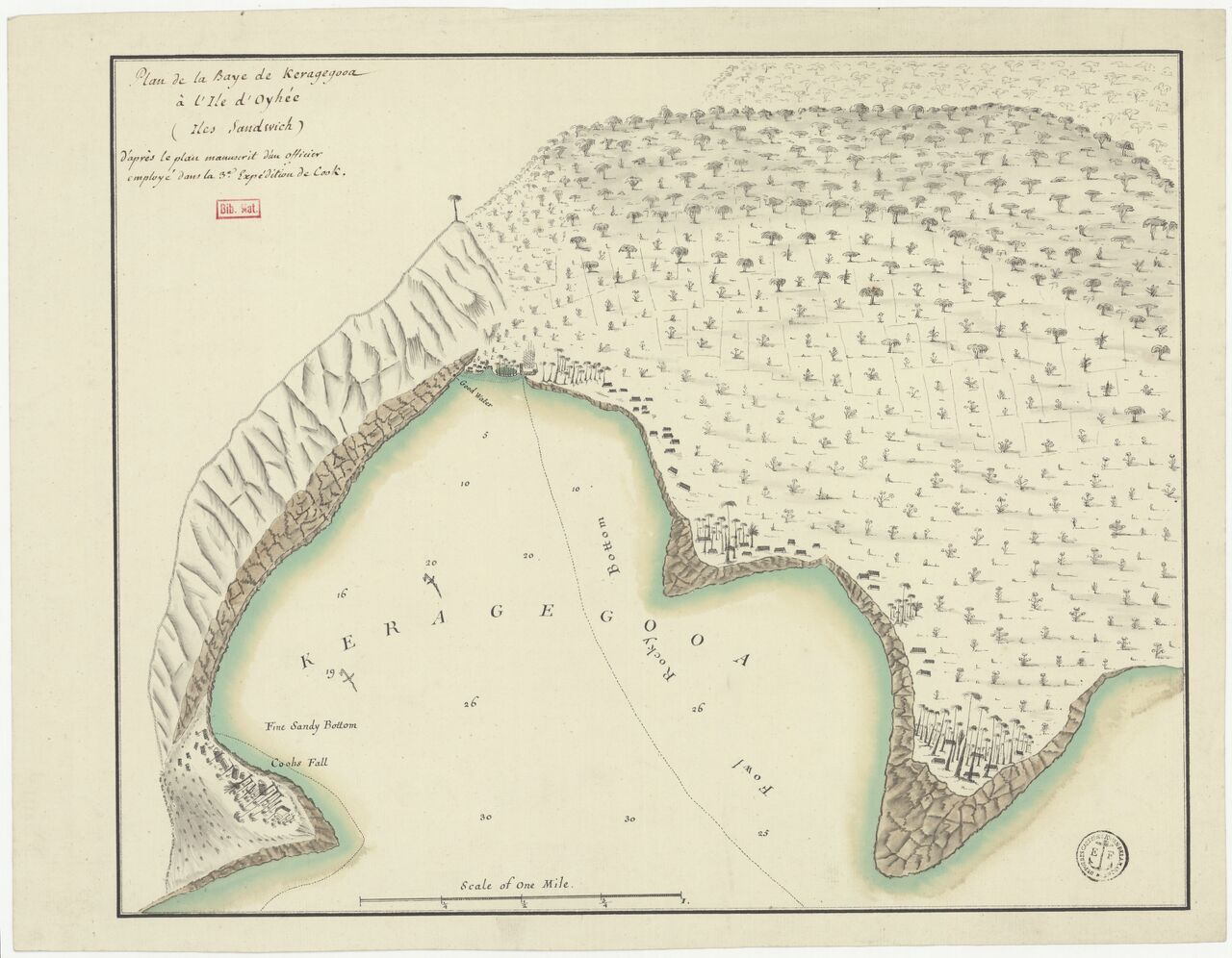 Plan de la Baye de Keragegooa à l'Ile d'Oyhée (Iles Sandwich)