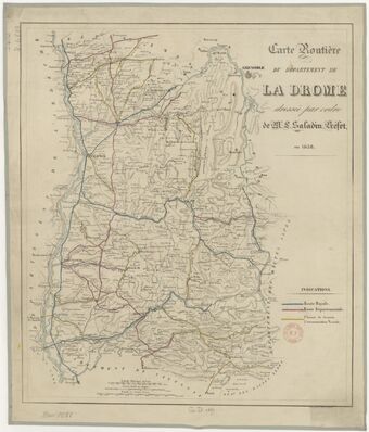Carte routière du département de la Drôme... en 1838