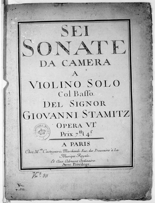 Sei Sonate da camera a violino solo col basso... opera VIa