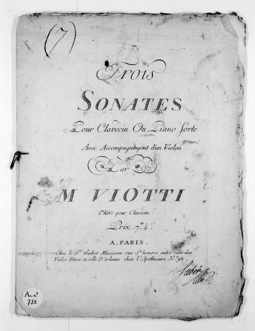 Trois Sonates pour clavecin ou piano-forte avec accompagnement d'un violon... 2e livre pour clavecin