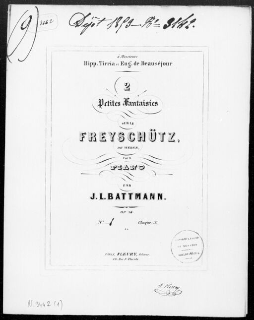 2 petites fantaisies sur le Freyschütz : pour piano op. 34. N° 1 / par J.L. Battmann ; [d'après] Weber