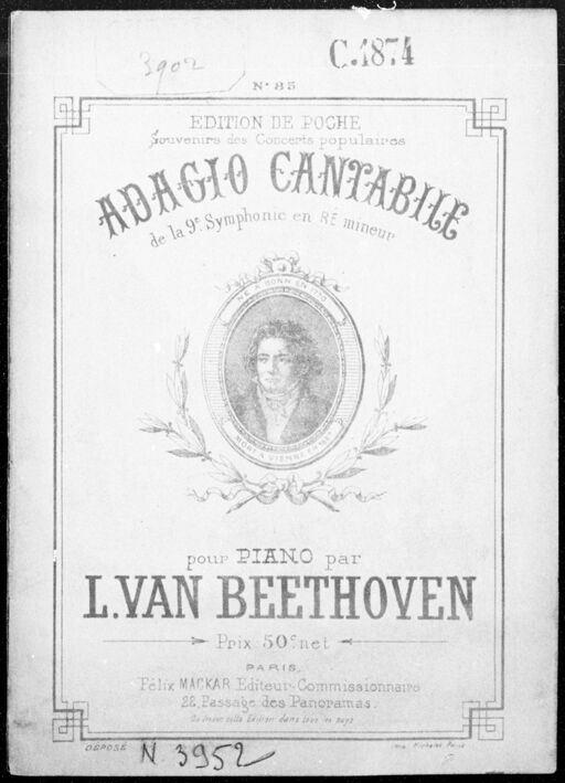 Adagio cantabile de la 9e symphonie en ré mineur : pour piano (Edition de poche) / par L. van Beethoven ; [transcrit pour piano]