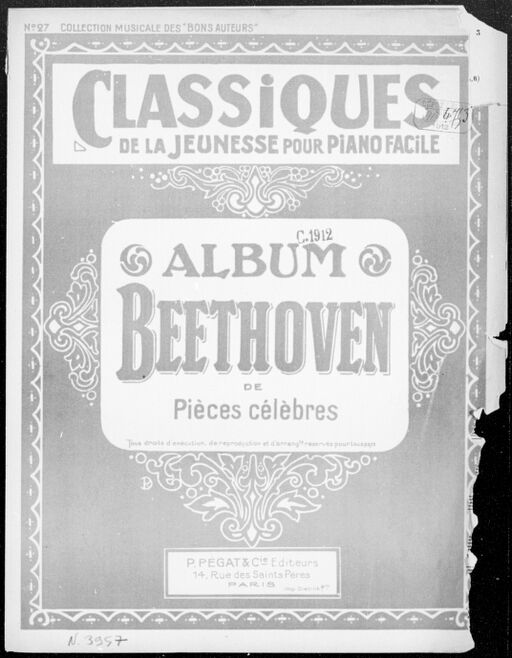 Album Beethoven de pièces célèbres : [pour piano] / Beethoven ; [ill. par] P. D.