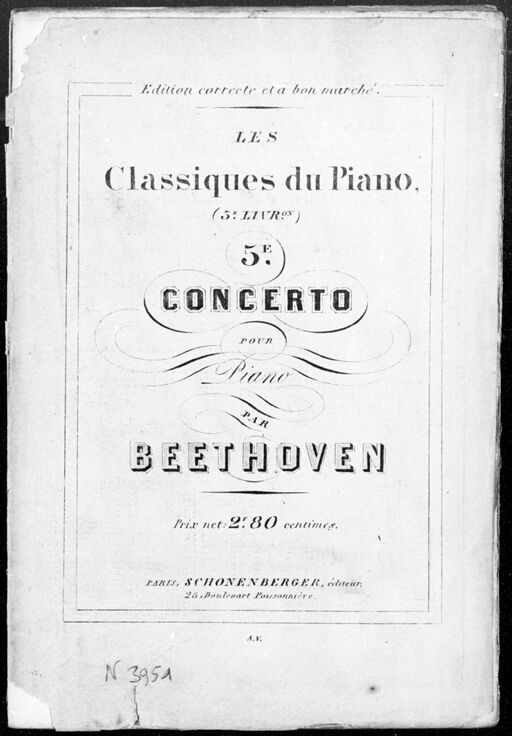 5e concerto pour piano : [op. 73] (Edition correcte et à bon marché) / par Beethoven ; [transcrit pour piano seul]