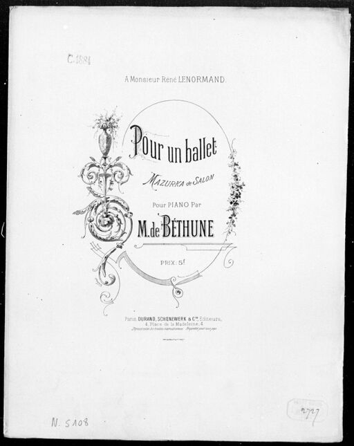 Pour un ballet : mazurka de salon pour piano / par M. de Béthune ; [ill. par] L. Denis