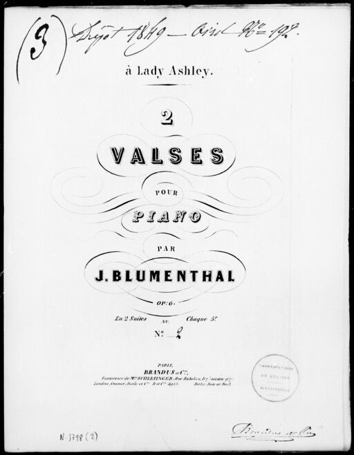 2 waltz for piano: op. 6: in two suites. No. 2/by J. Blumenthal