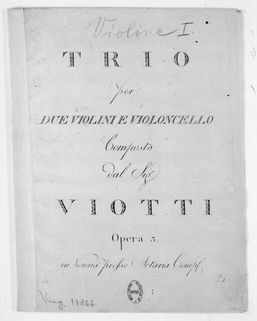 Trio per due violine e violoncello. Opera 3